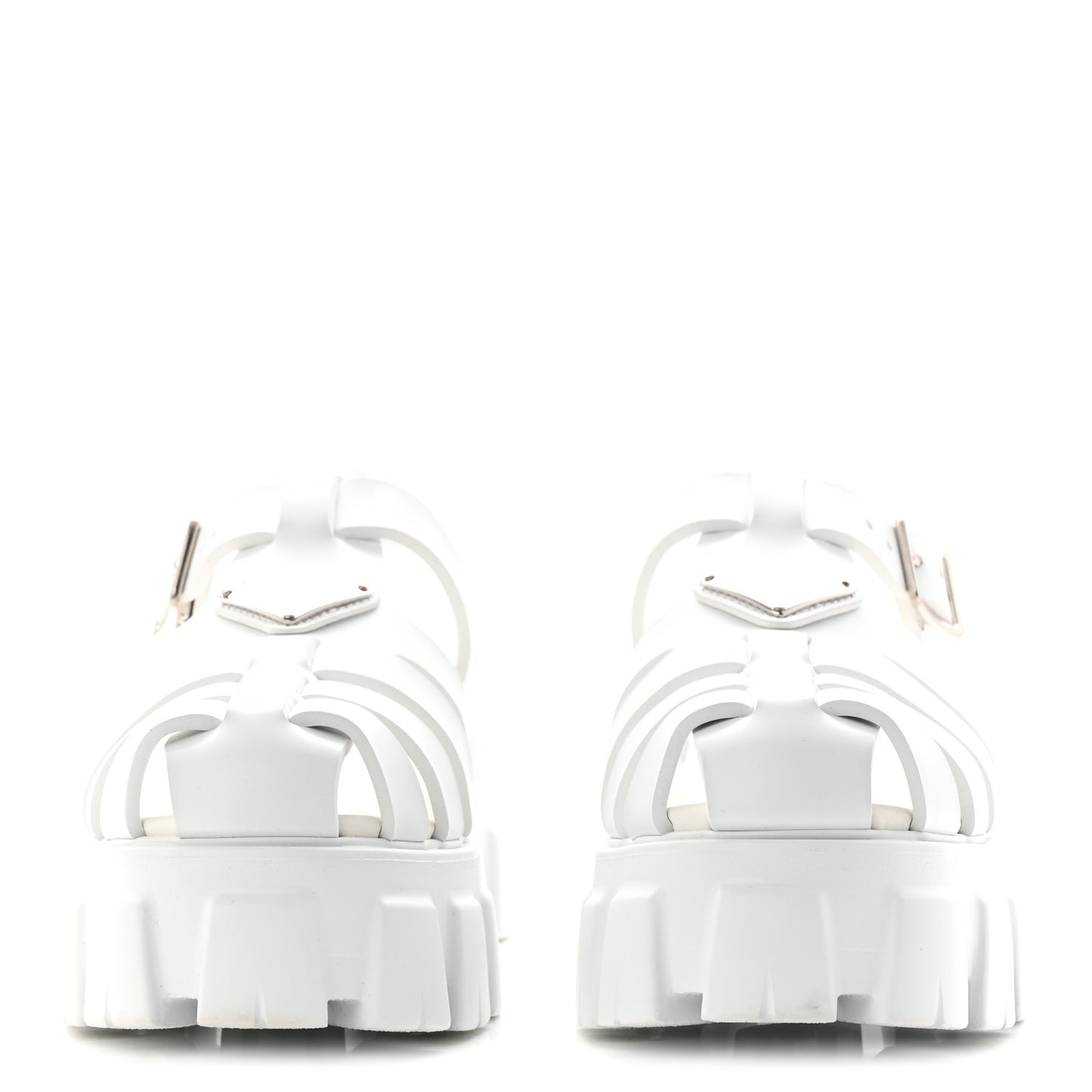 Foam Rubber Metal Triangle Logo Monolith 55mm Cage Sandals 38 White