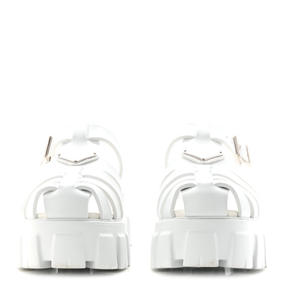 Prada Foam Rubber Metal Triangle Logo Monolith 55mm Cage Sandals 38 White 3 of 10