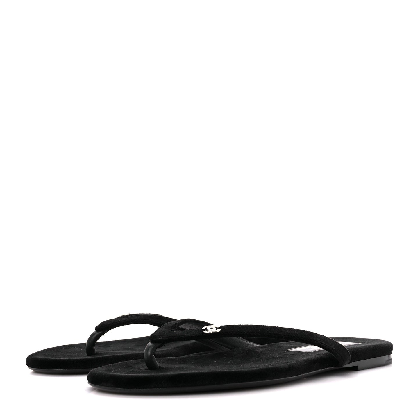 Velvet Crystal CC Thong Sandals 38 Black