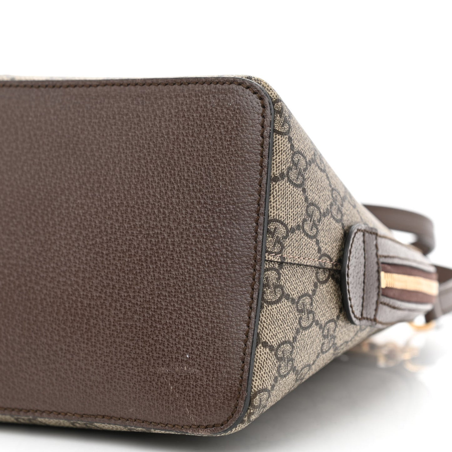 GG Supreme Monogram Web Medium Ophidia Top Handle Dome Bag Brown