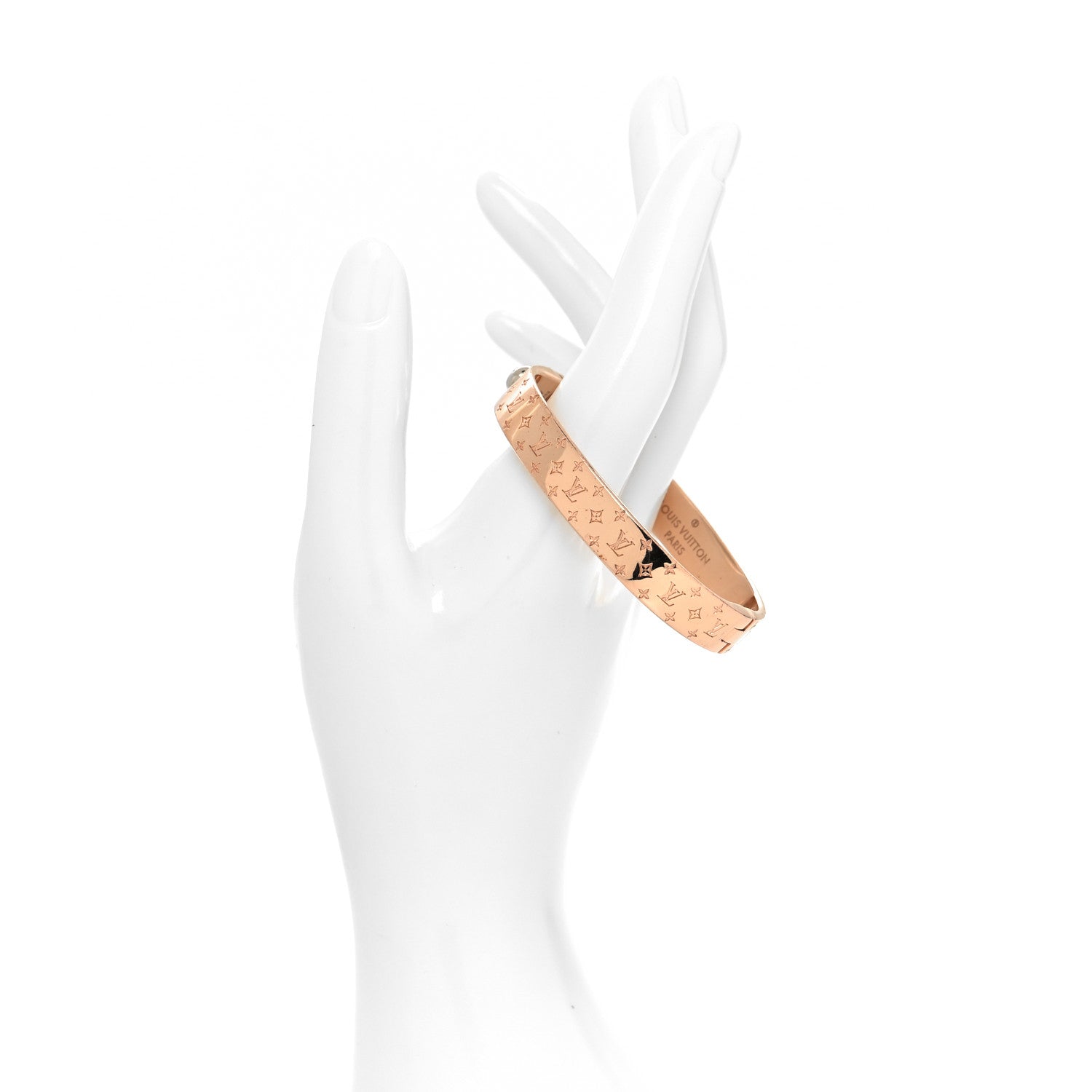 Louis Vuitton Brass Monogram Nanogram Cuff S Pink Gold 2 of 7