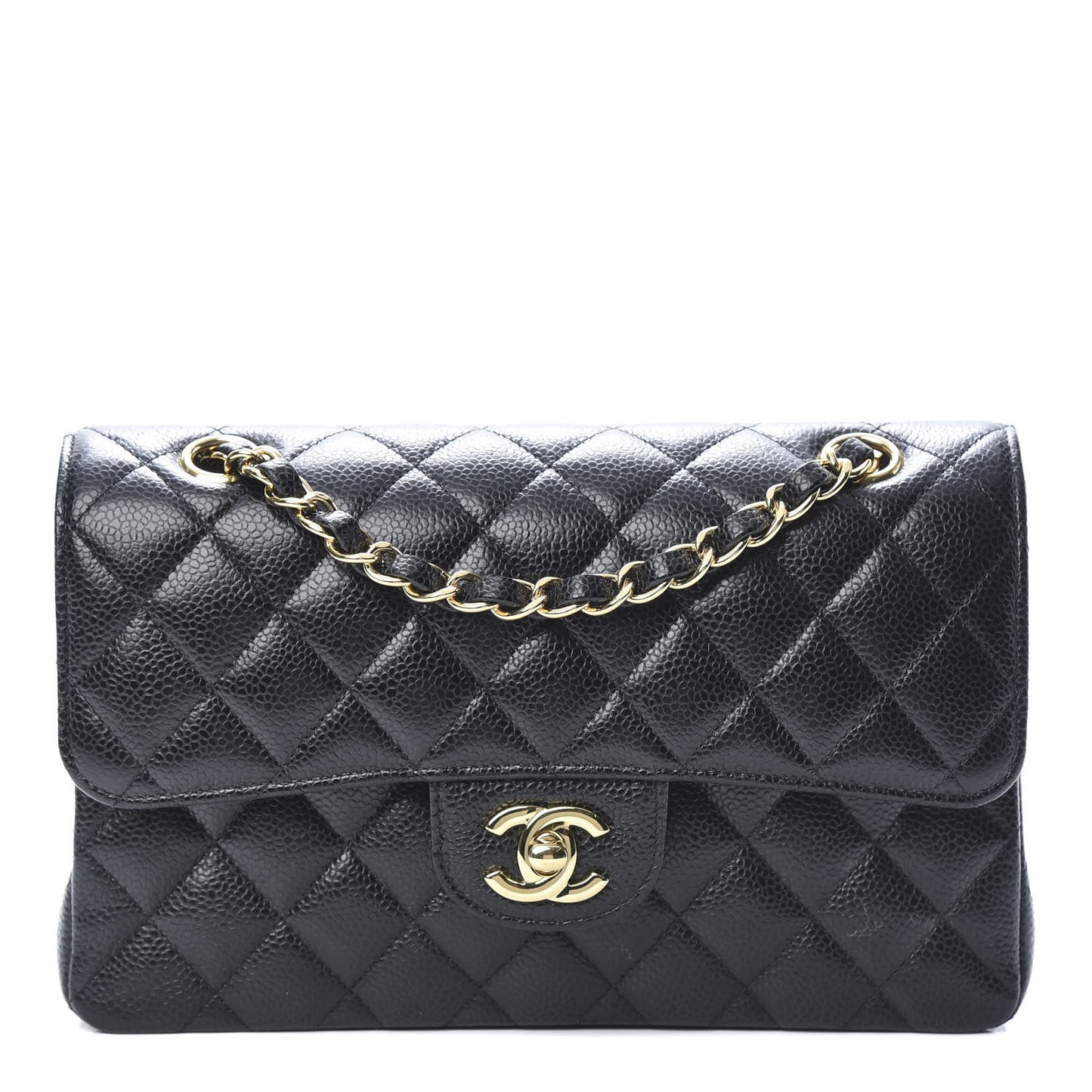 Caviar Quilted Small Double Flap Black