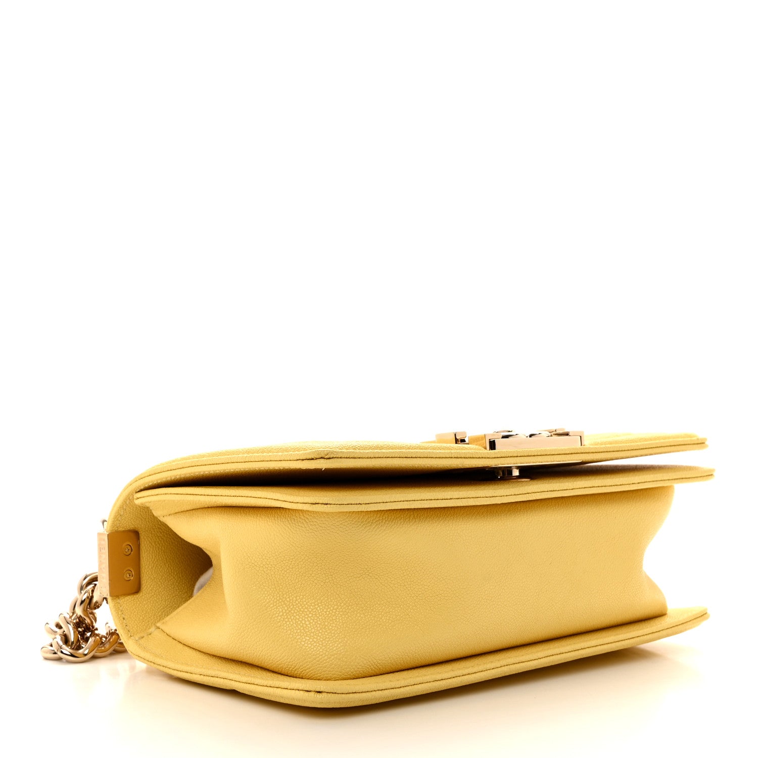 Chanel Caviar Chevron Quilted Small Boy Flap Yellow 4 of 10