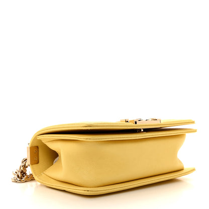 Chanel Caviar Chevron Quilted Small Boy Flap Yellow 4 of 10