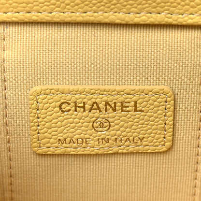 Chanel Caviar Quilted Tiny CC Mini Vanity Case With Chain Yellow 6 of 9