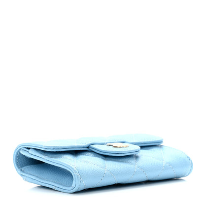 Chanel Caviar Quilted Flap Card Holder Wallet Light Blue 4 of 9