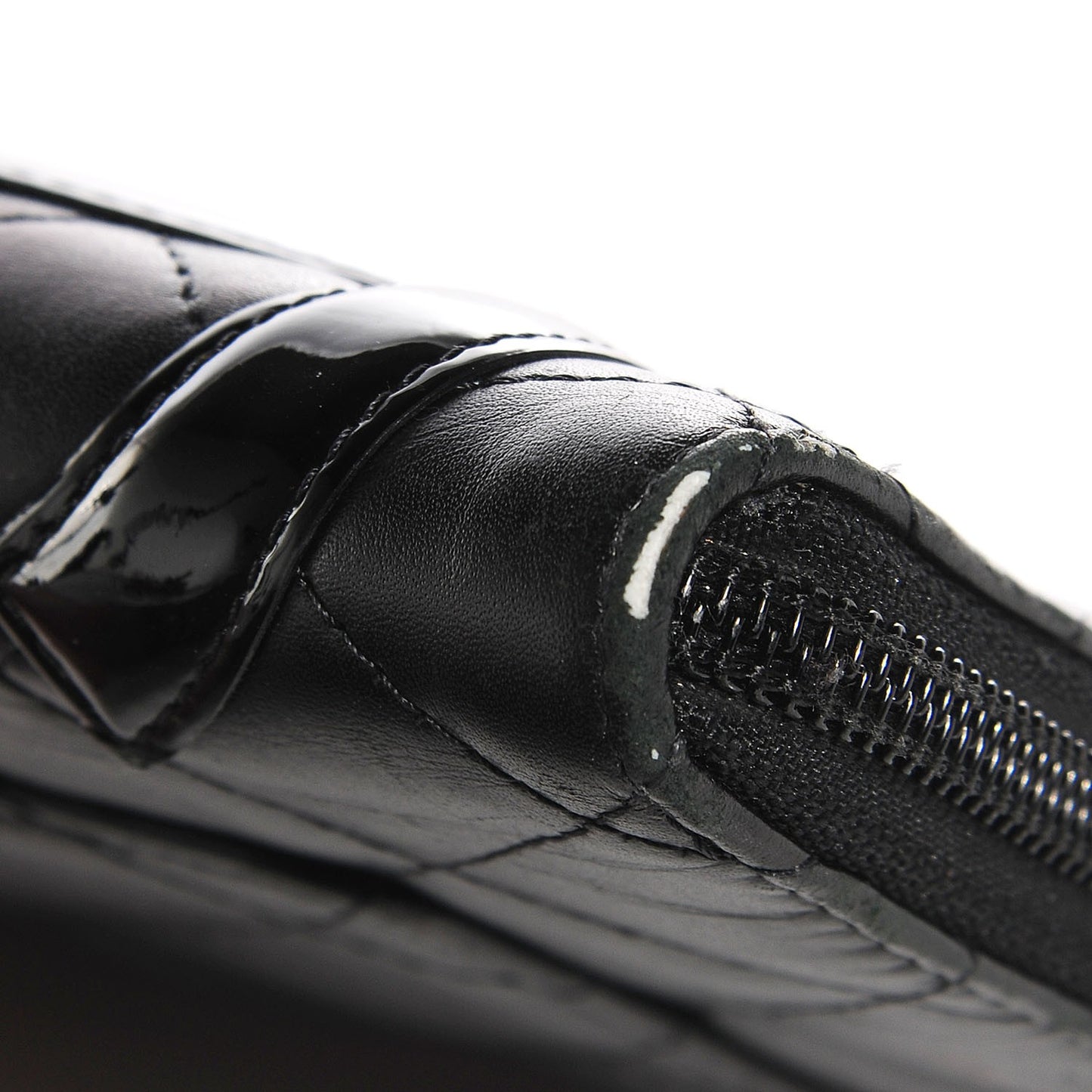 Calfskin Quilted Cambon Zip Around Organizer Wallet Black