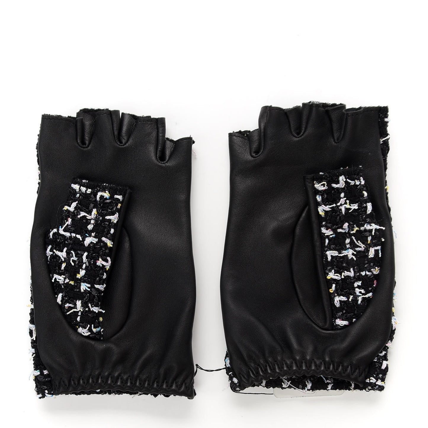 Fantasy Tweed CC Fingerless Gloves 8 Black White Pink