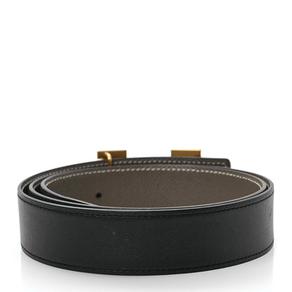 Hermes Swift Epsom 32mm H Belt 85 34 Black Etoupe 2 of 7