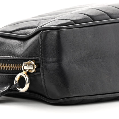 Chanel Lambskin Chevron Quilted Small Camera Case Black 10 of 15