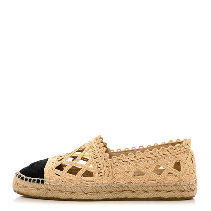 Chanel Raffia Fabric CC Espadrilles 38 Beige Black 1 of 14