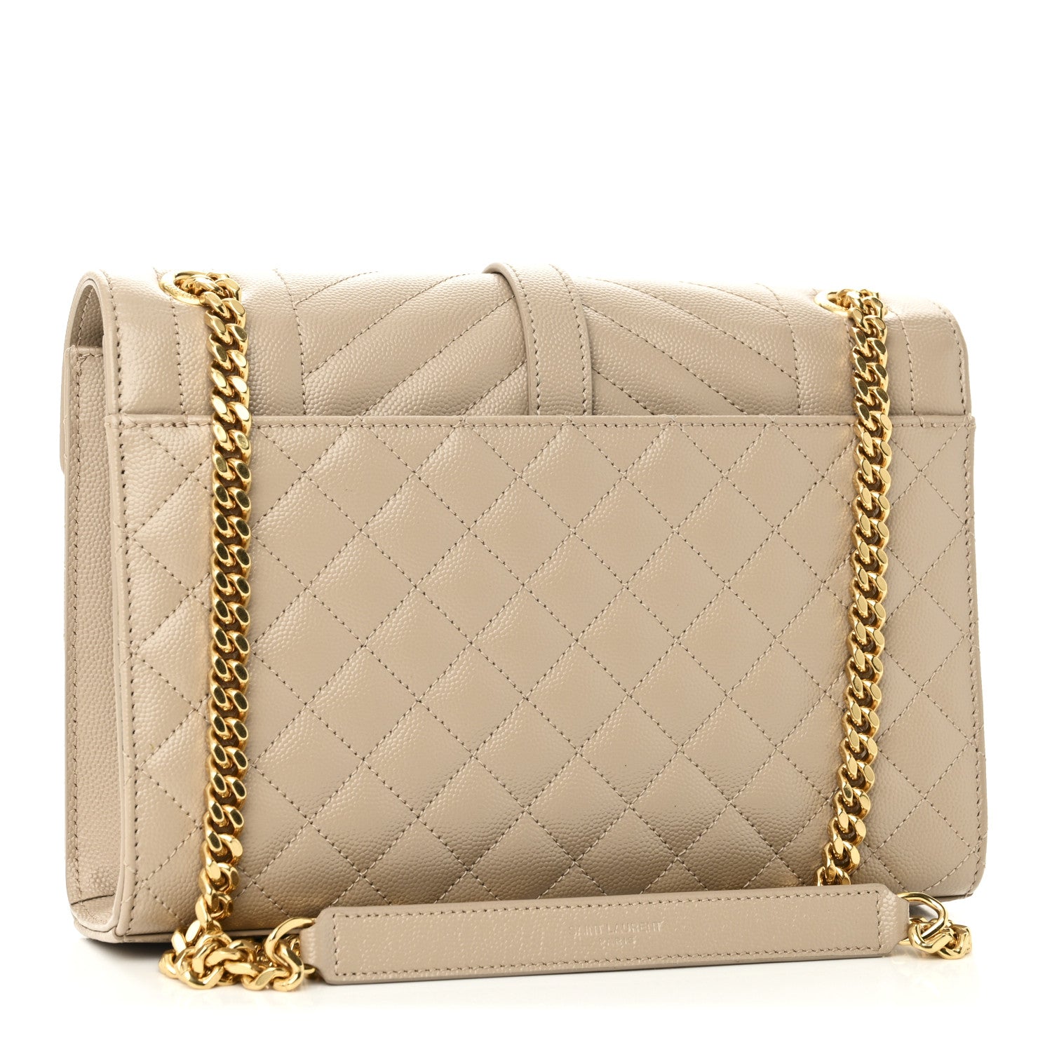 Saint Laurent Grain De Poudre Textured Mixed Matelasse Medium Triquilt Monogram Satchel Dark Beige 3 of 9