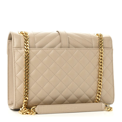 Saint Laurent Grain De Poudre Textured Mixed Matelasse Medium Triquilt Monogram Satchel Dark Beige 3 of 9