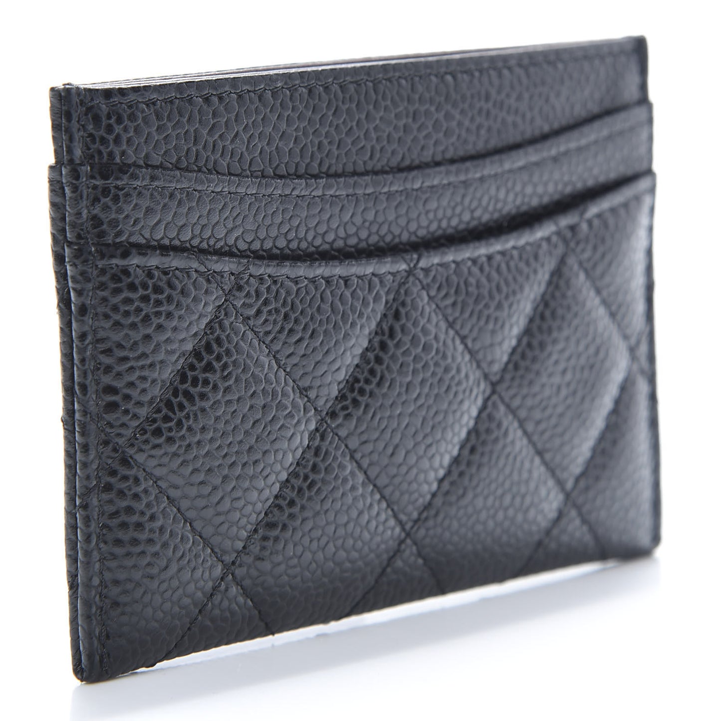Caviar Quilted Card Holder Black