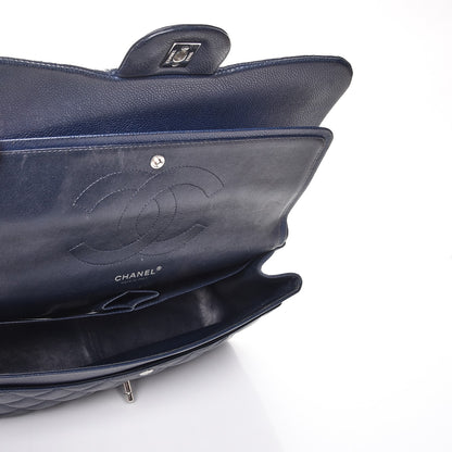 Chanel Caviar Quilted Jumbo Double Flap Navy Blue 6 of 8