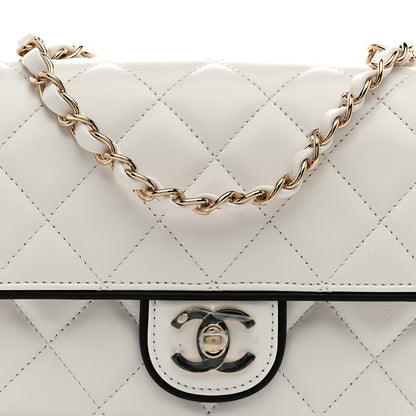 Chanel Lambskin Quilted Resin CC Mini Flap Bag White Black 8 of 10