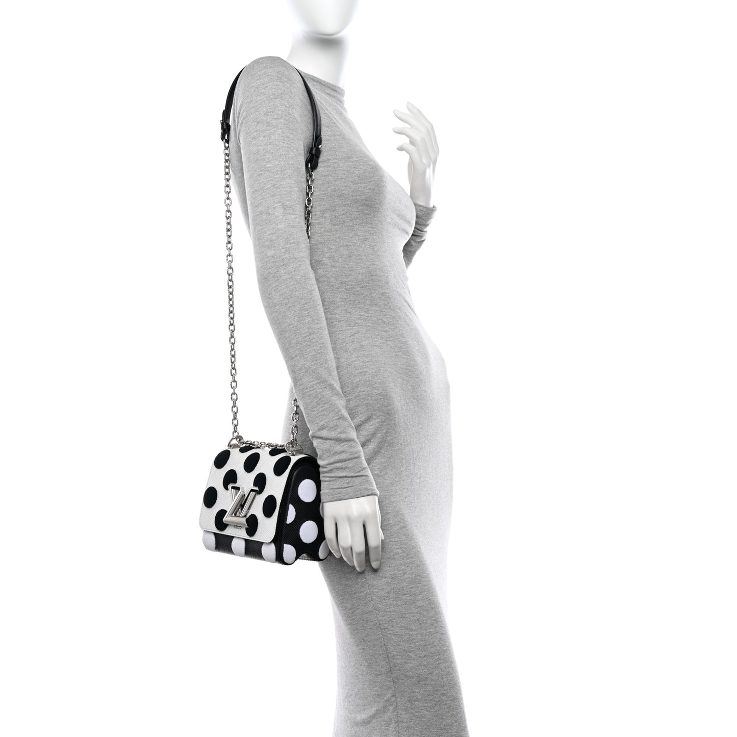 Epi Polka Dots Twist Shoulder Bag PM White Black