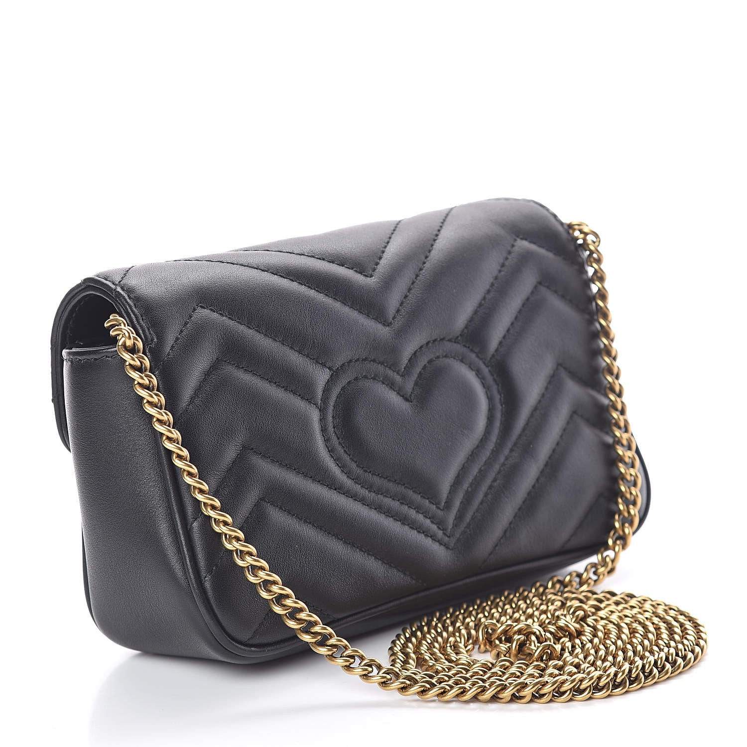 Gucci Calfskin Matelasse Super Mini GG Marmont Shoulder Bag Black 3 of 11