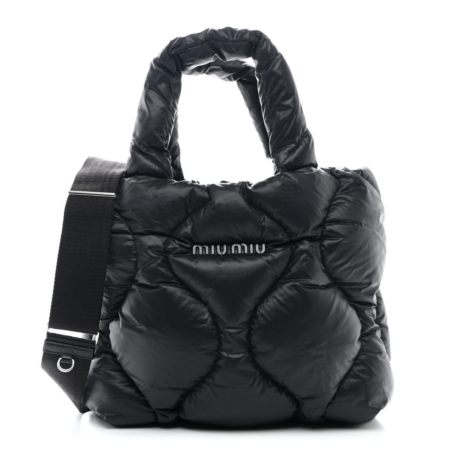 Miu Miu Padded Nylon Quilted Tote Black 1 of 10