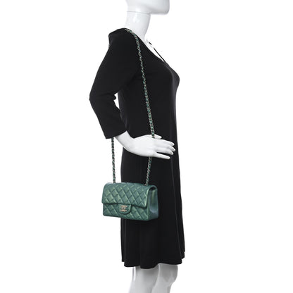 Chanel Iridescent Calfskin Quilted Mini Rectangular Flap Green 2 of 10