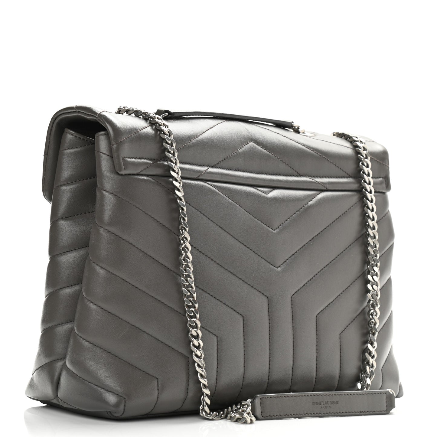 Calfskin Y Quilted Monogram Medium Loulou Chain Satchel Pebble