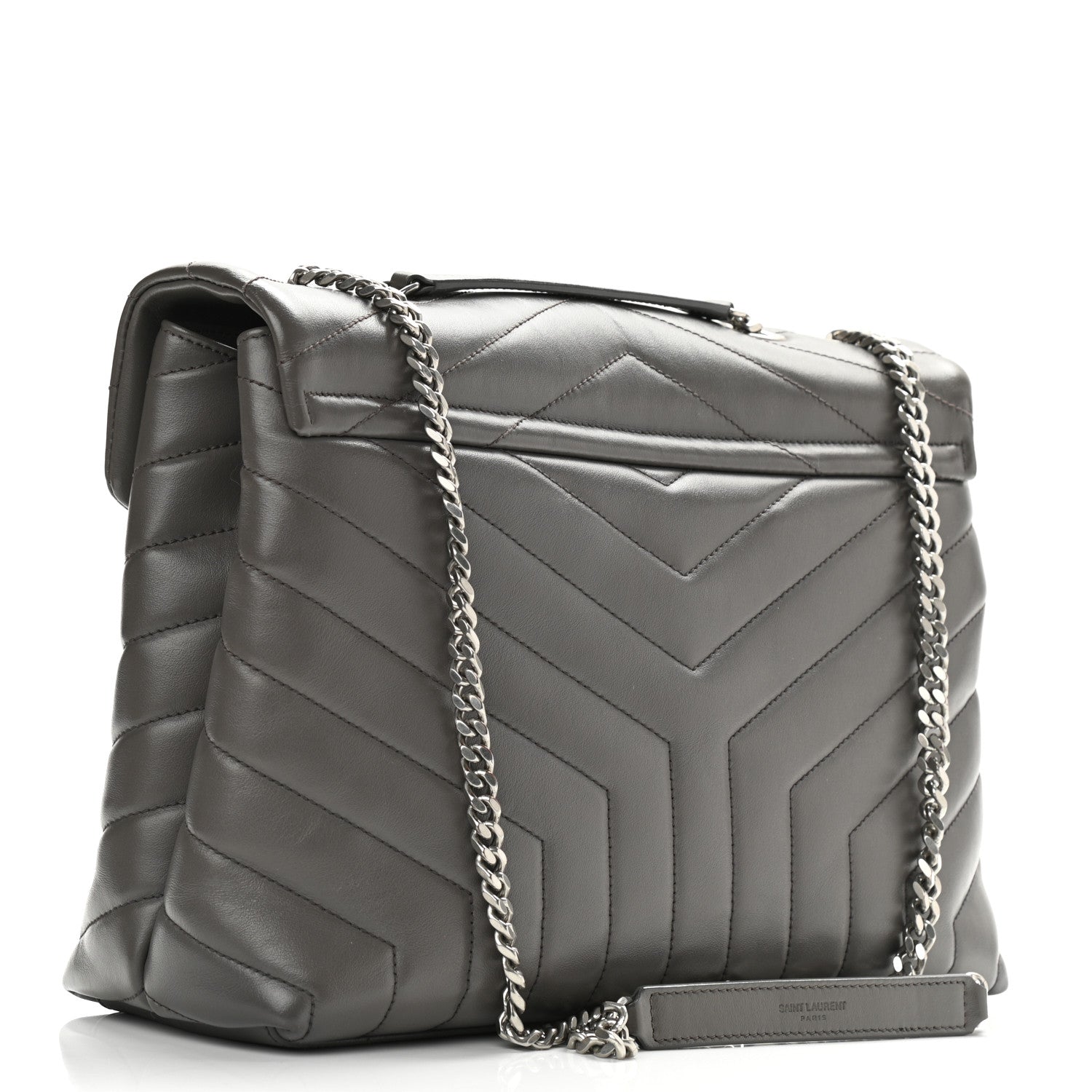 Saint Laurent Calfskin Y Quilted Monogram Medium Loulou Chain Satchel Pebble 3 of 8