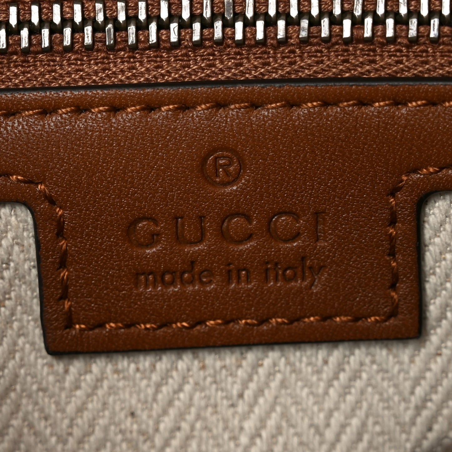 GG Supreme Monogram Textured Calfskin Emblem Small Crossbody Beige Dark Brown