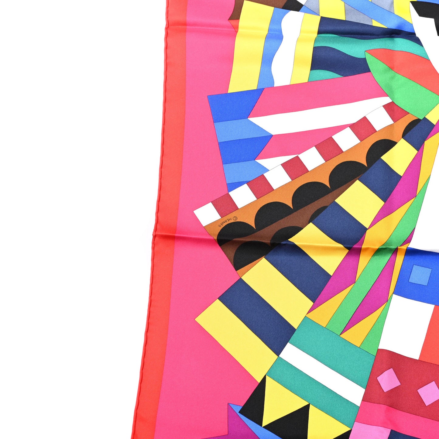Silk Cheval De Fete Scarf 90 Fuchsia Rouge Multicolor