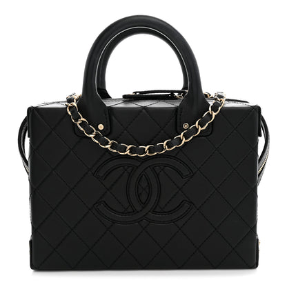Chanel Calfskin Quilted Studded Square Vanity Case Black 1 of 9