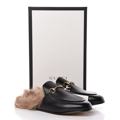 Gucci Calfskin Fur Womens Princetown Slippers 38.5 Black 9 of 9