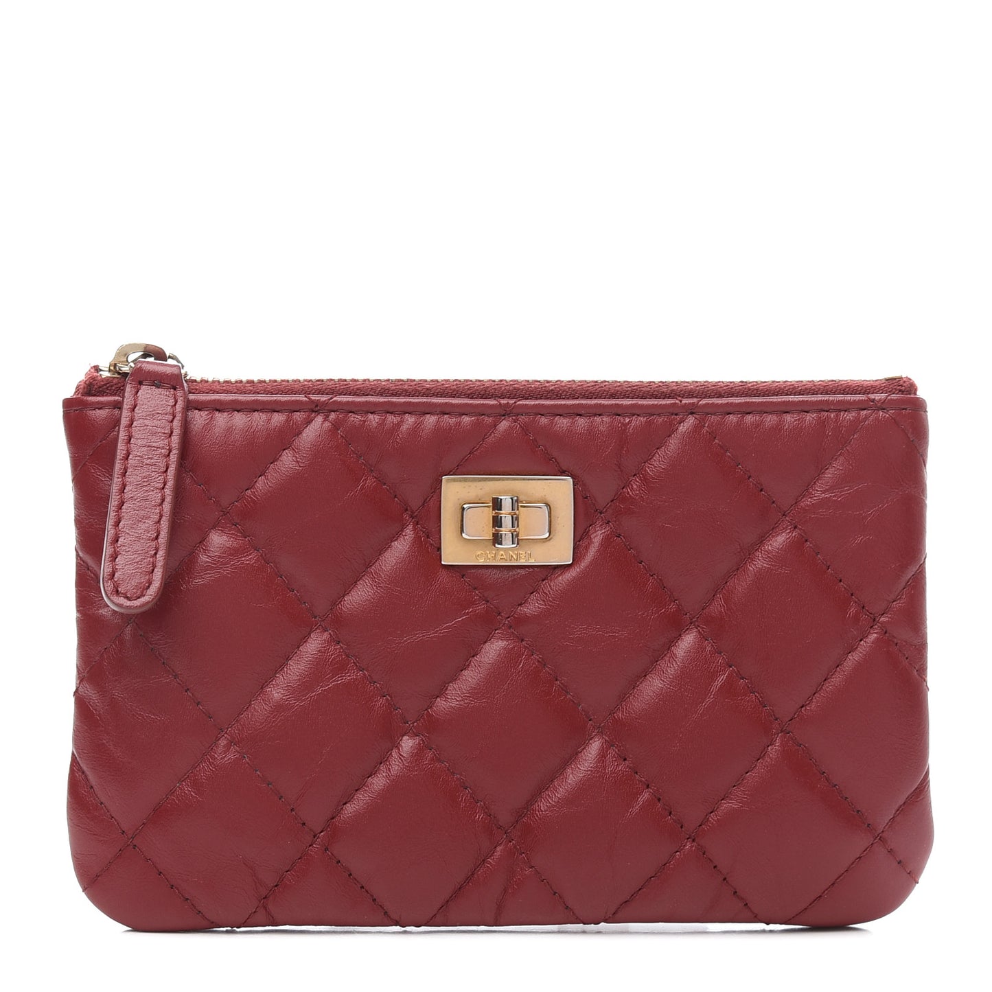 Aged Calfskin Quilted Small Reissue Cosmetic Case Burdundy
