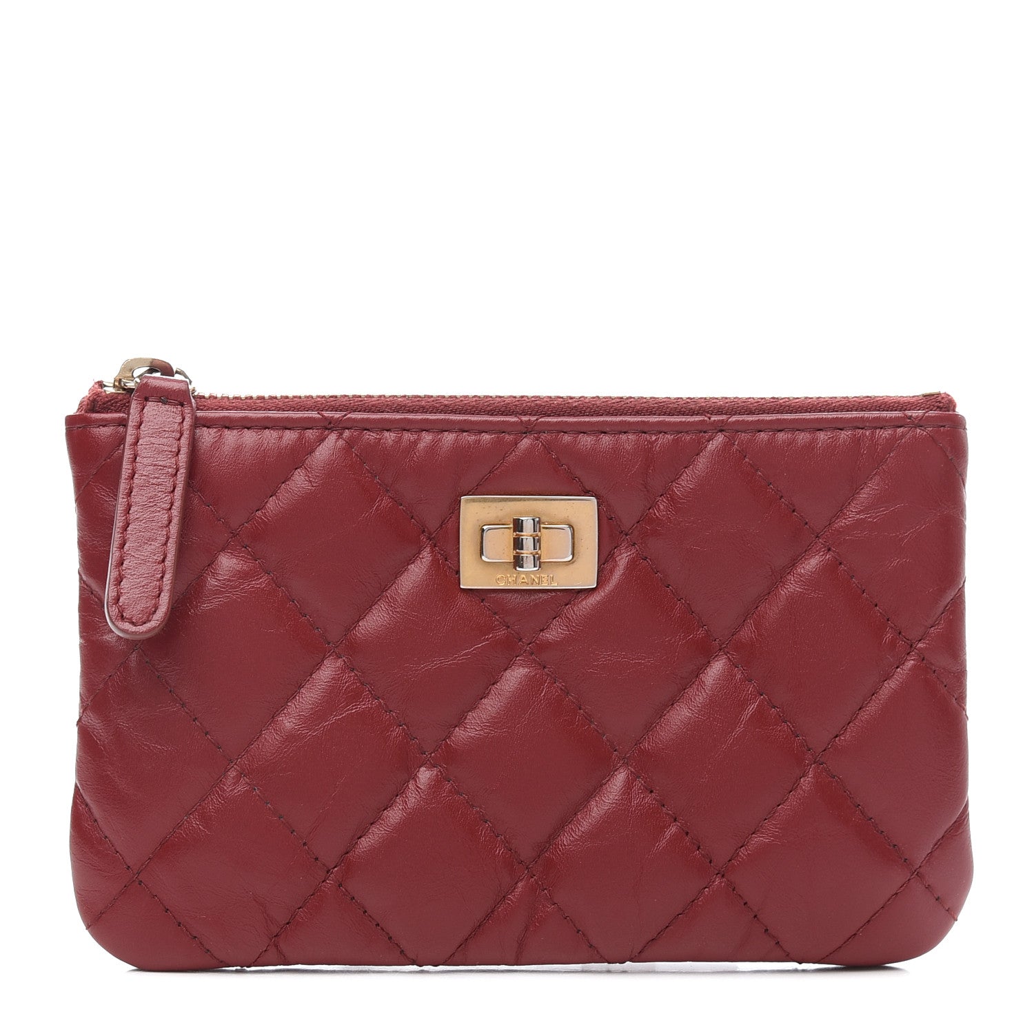 Chanel Aged Calfskin Quilted Small Reissue Cosmetic Case Burdundy 1 of 9