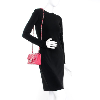Chanel Patent Quilted Mini Square Flap Fuchsia 2 of 7