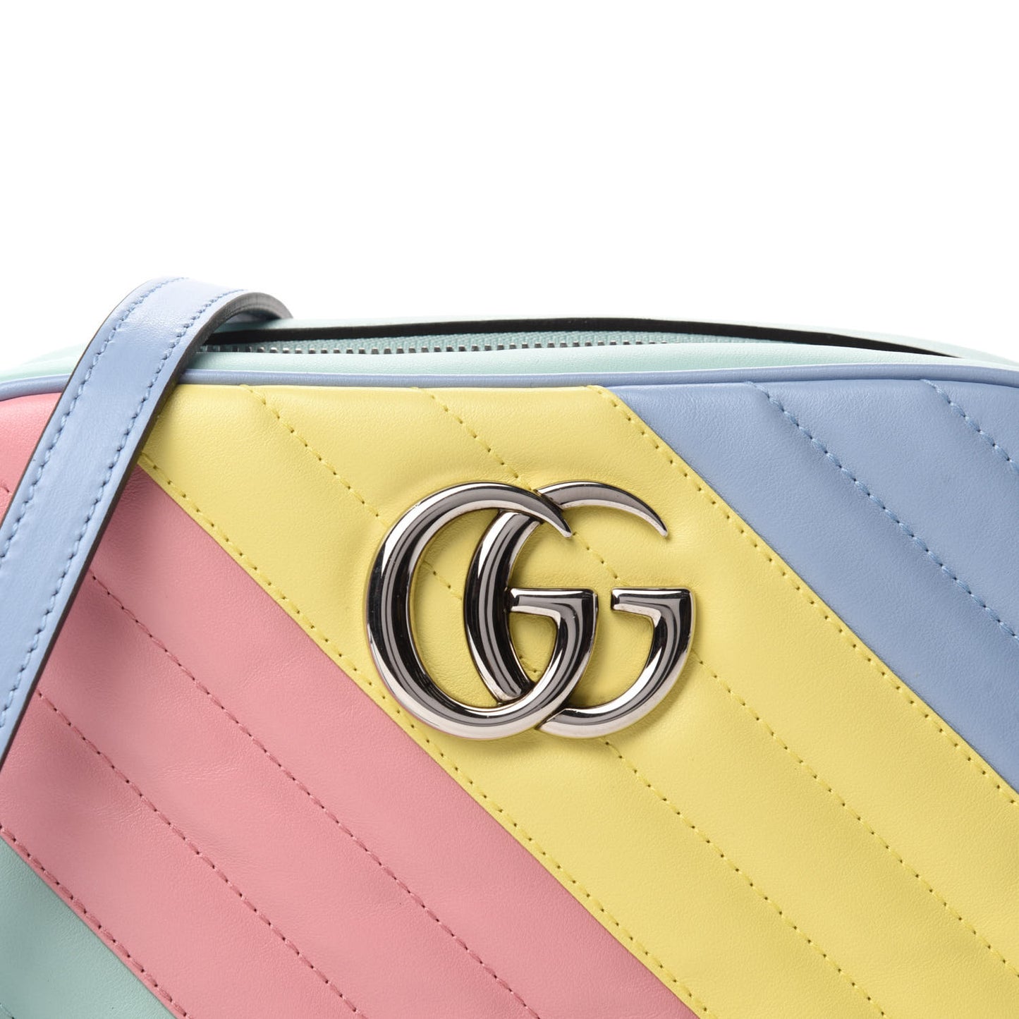 Calfskin Matelasse Diagonal Small GG Marmont Chain Shoulder Bag Multicolor Pastel
