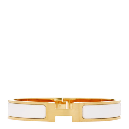Hermes Matte Enamel Narrow Clic Clac HH Bracelet GM White 1 of 5