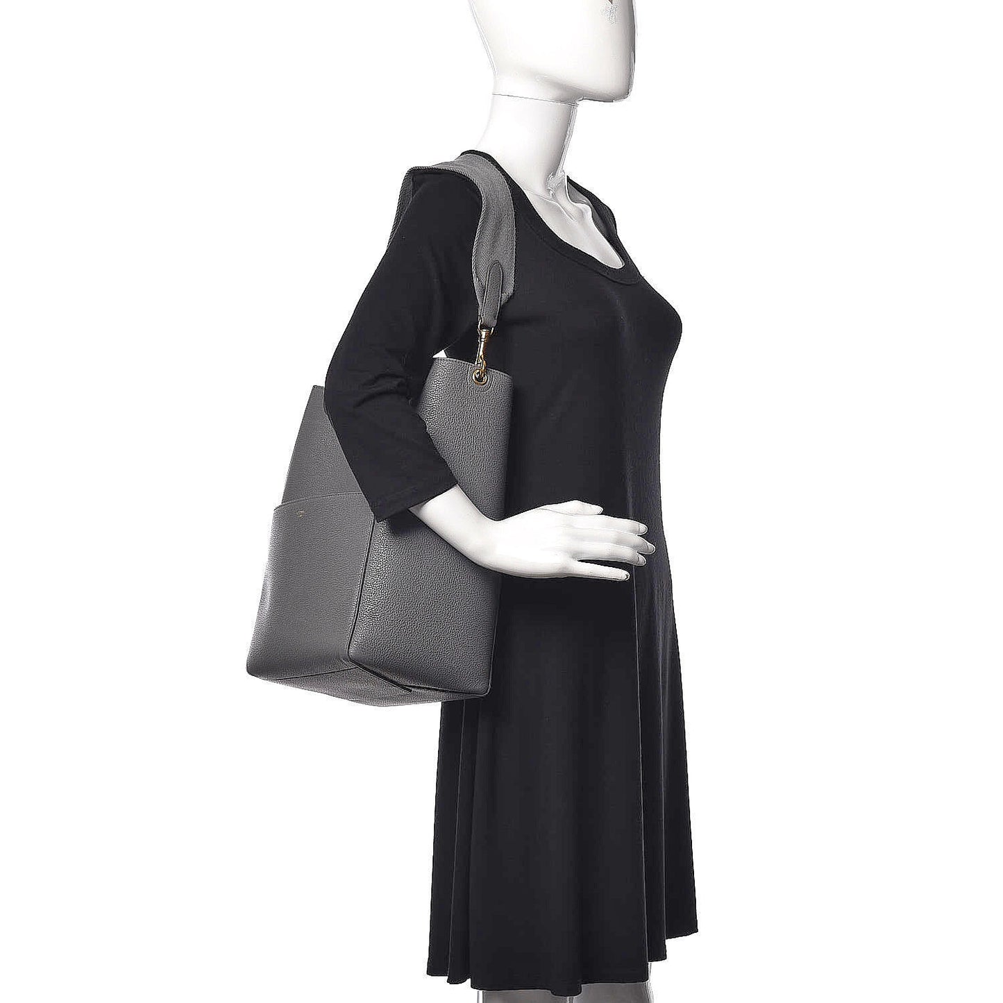 Soft Grained Calfskin Sangle Bucket Bag Storm