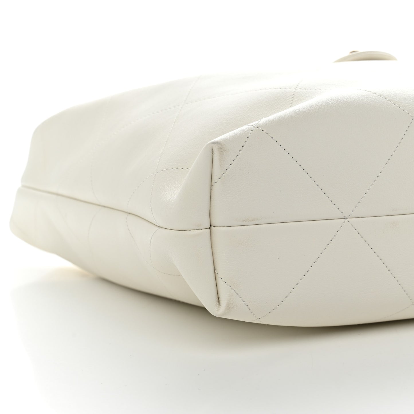 Calfskin Quilted Small Maxi Chain Hobo White