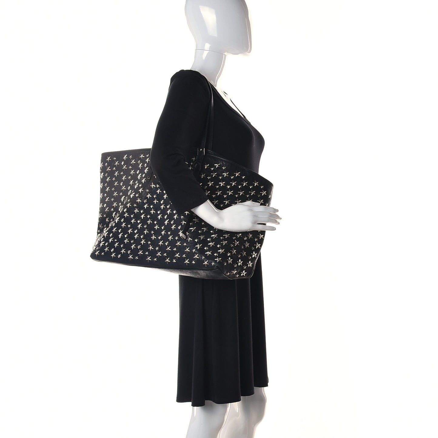Calfskin Sasha Star Studded Tote Black