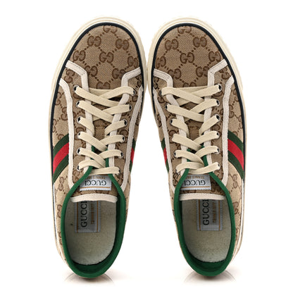 Gucci GG Monogram Web Womens 1977 Tennis Sneakers 41 Beige Ebony Mystic White 2 of 8