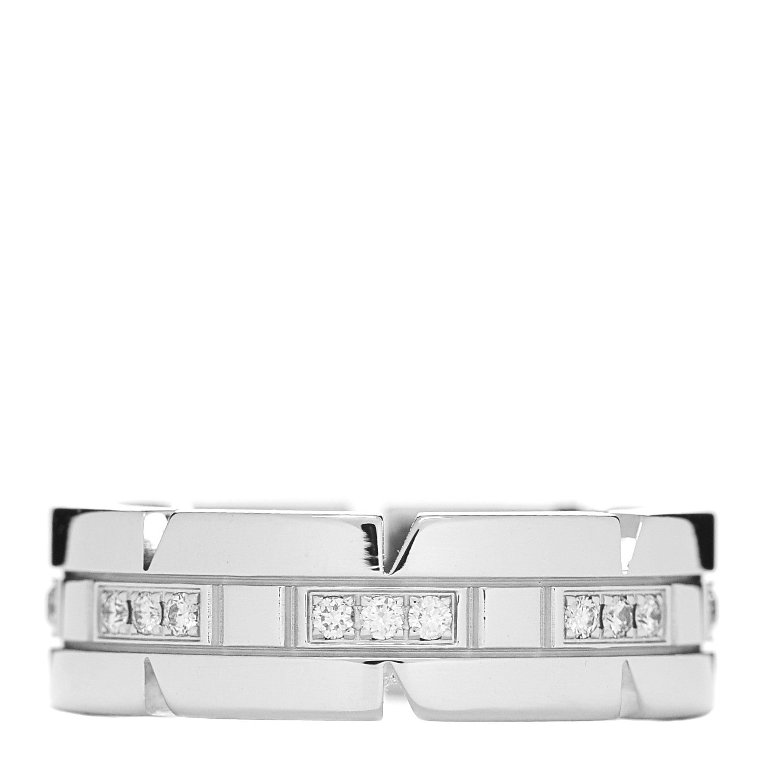 Cartier 18K White Gold Diamond Tank Francaise Band Ring 49 5 1 of 4
