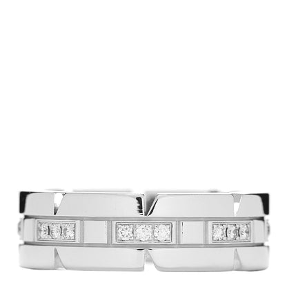 Cartier 18K White Gold Diamond Tank Francaise Band Ring 49 5 1 of 4