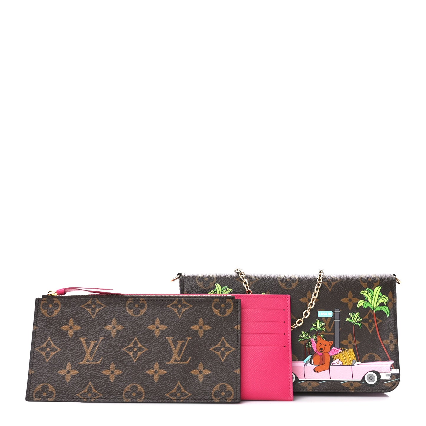 Monogram 2021 Christmas Animation Hollywood Pochette Felicie Chain Wallet Fuchsia