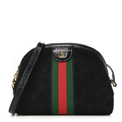 Gucci Suede Patent Web GG Small Ophidia Dome Shoulder Bag Black 1 of 6