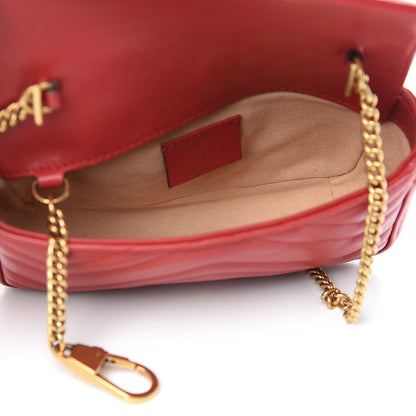 Gucci Calfskin Matelasse Super Mini GG Marmont Shoulder Bag Hibiscus Red 5 of 12