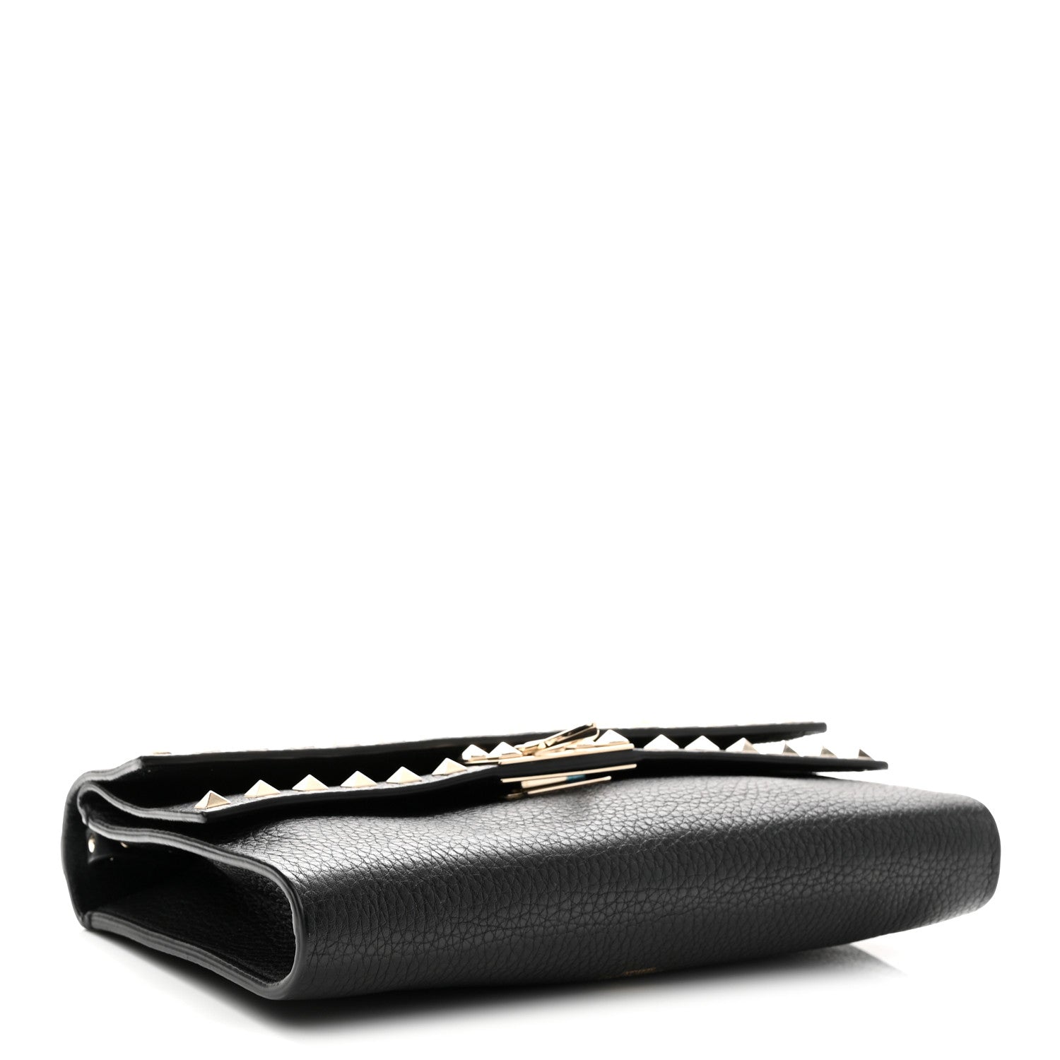 Valentino Garavani Pebbled Calfskin Rockstud Double Flap Crossbody Bag Black 4 of 9
