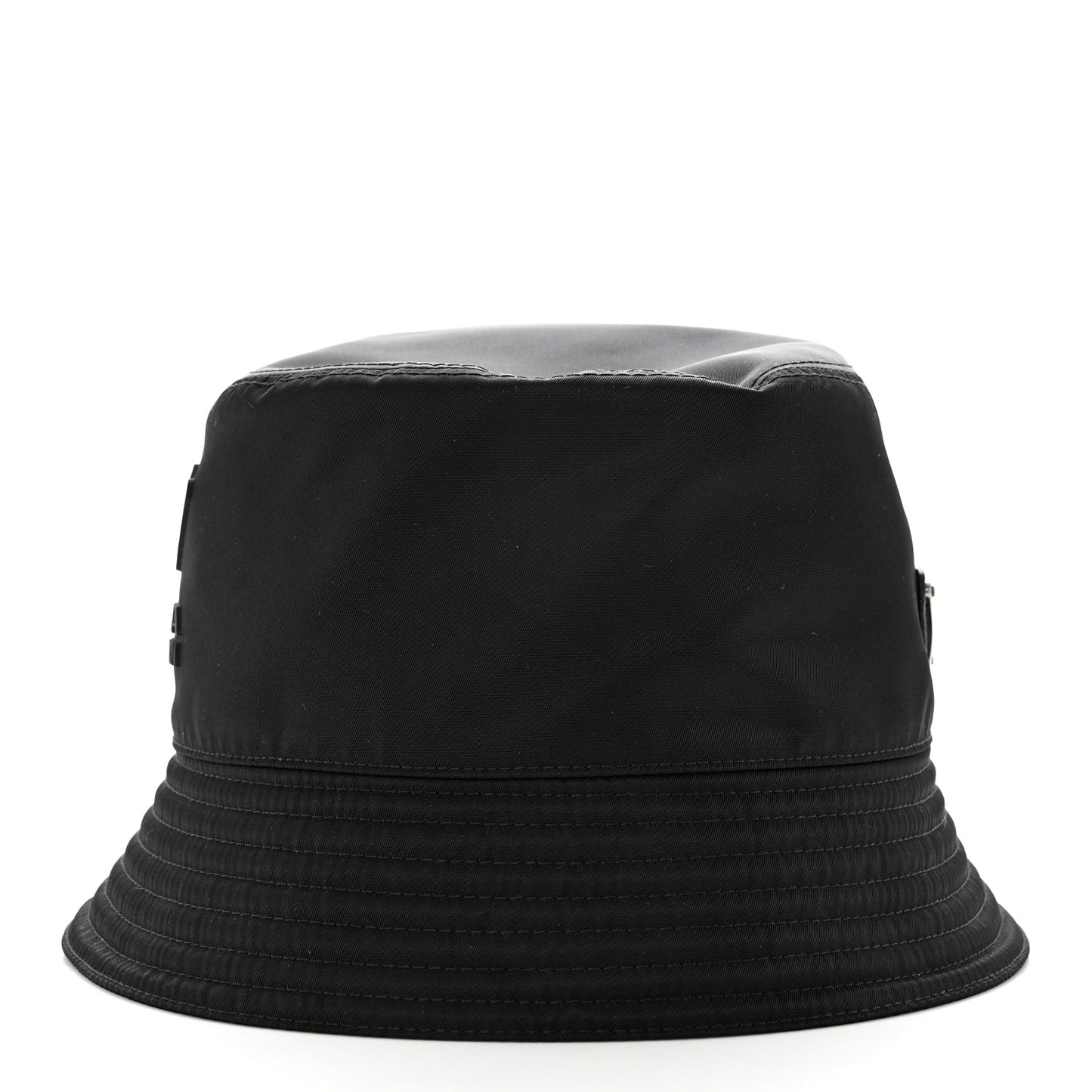 Re-Nylon Saffiano Metal Triangle Logo Womens Bucket Hat S Black