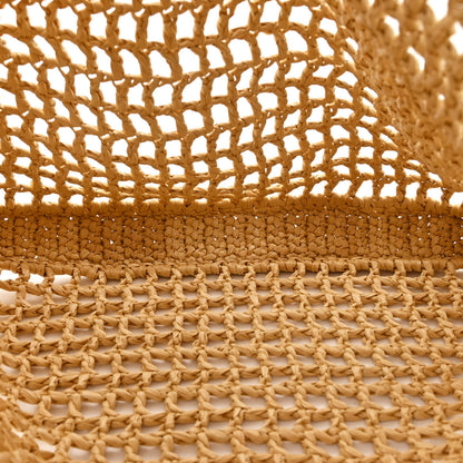 Prada Yarn Raffia Effect Crochet Logo Embroidered Tote Bag Naturale 5 of 10