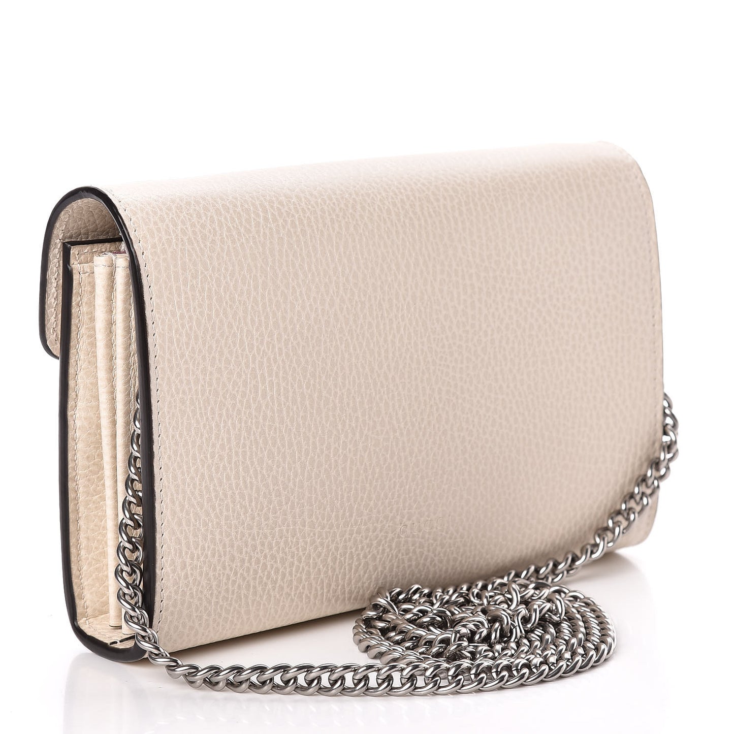 Dollar Calfskin Mini Dionysus Chain Wallet Mystic White