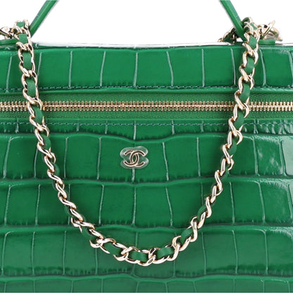 Chanel Calfskin Crocodile Embossed Crococo Exoticoco Vanity With Chain Green 8 of 10