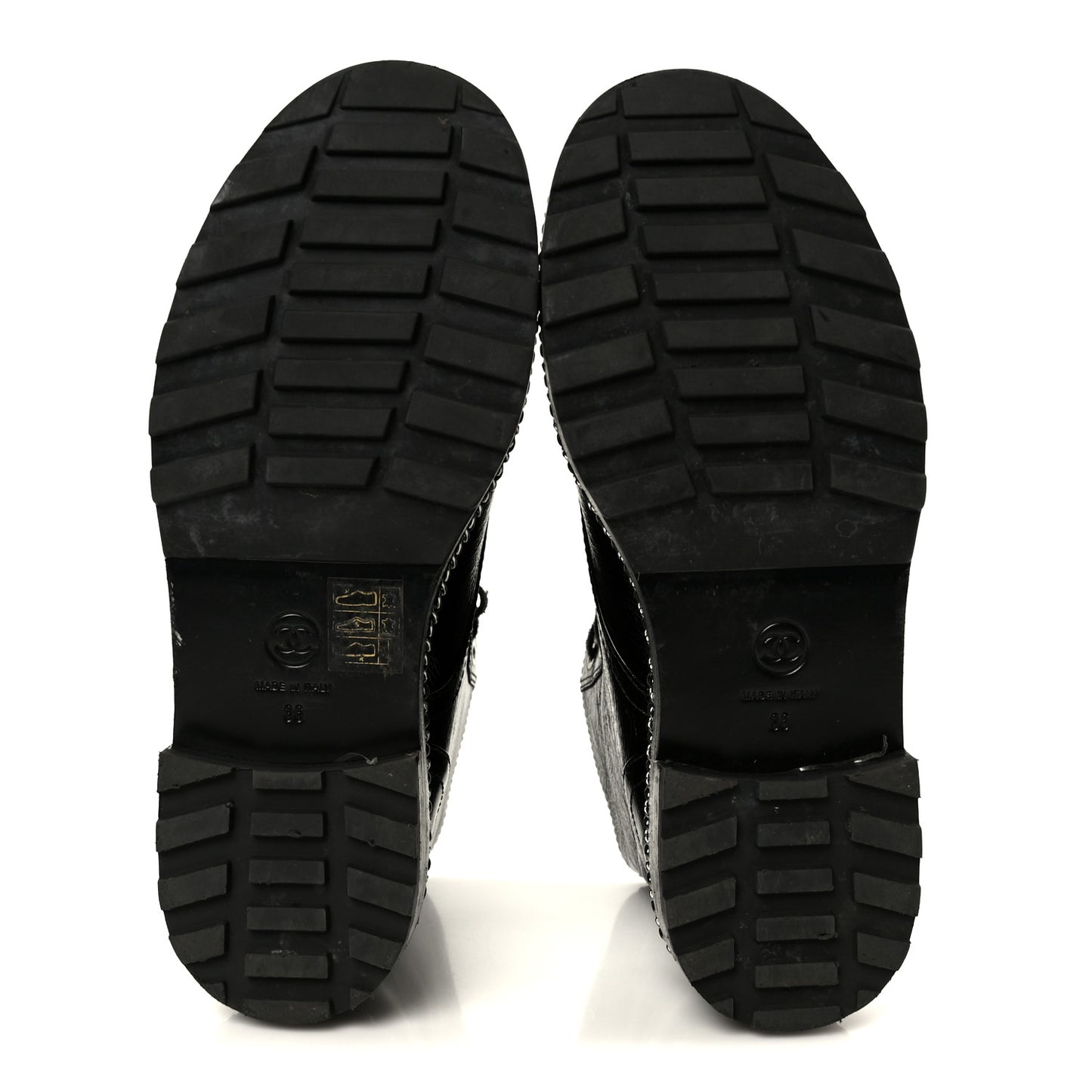 Crackled Calfskin Velvet Pearl Combat Short Boots 36 Black